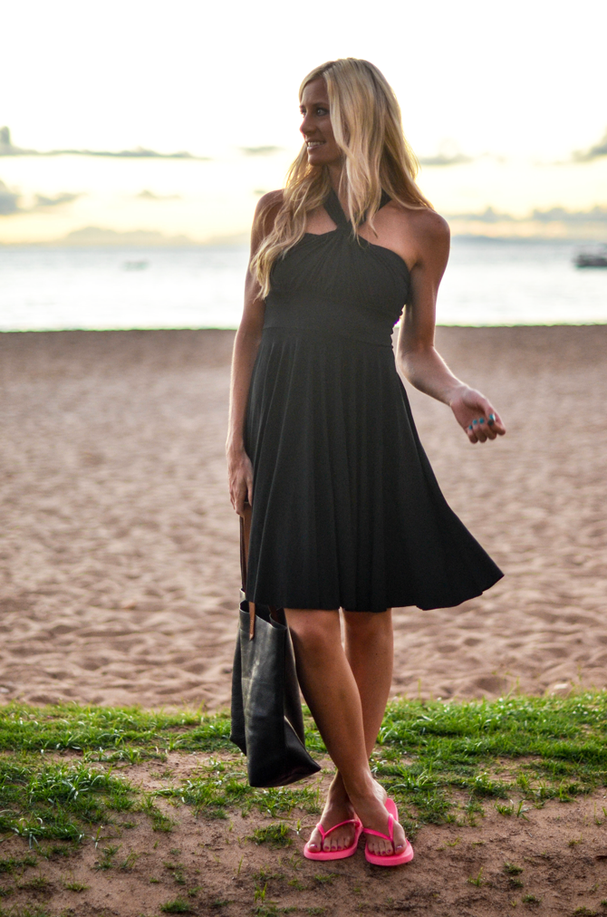 black dress flip flops