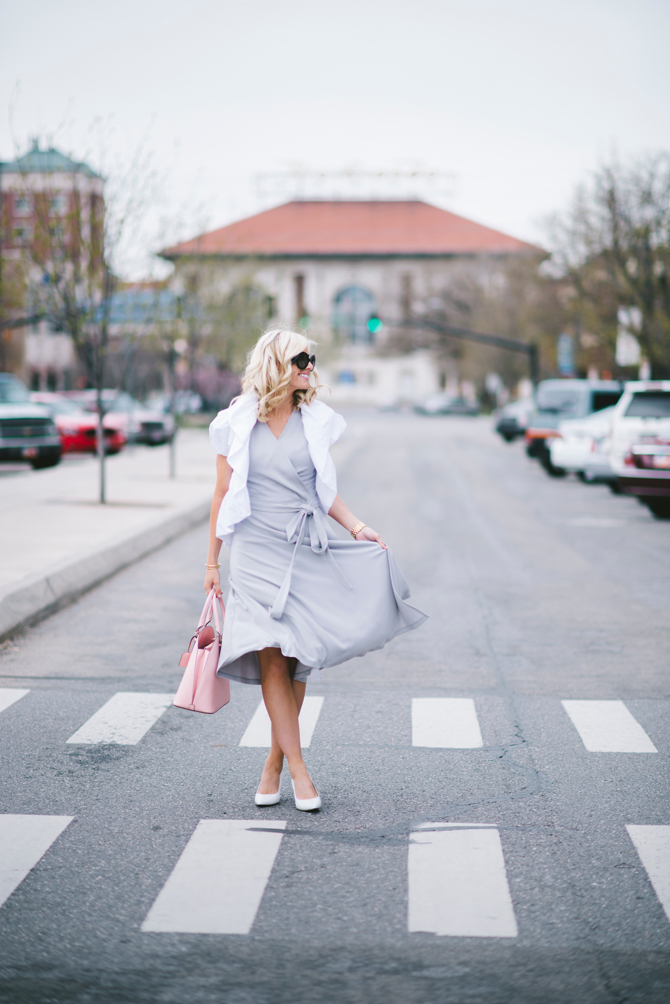 LittleMissFearless_modest gray dress pink tory burch bag 6