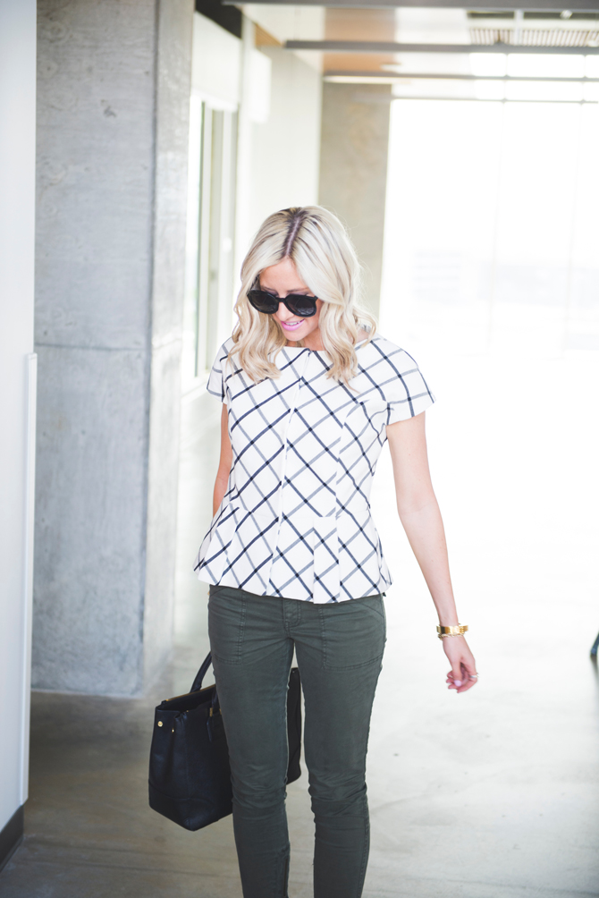 LittleMissFearless_office style outfit ideas check peplum 2