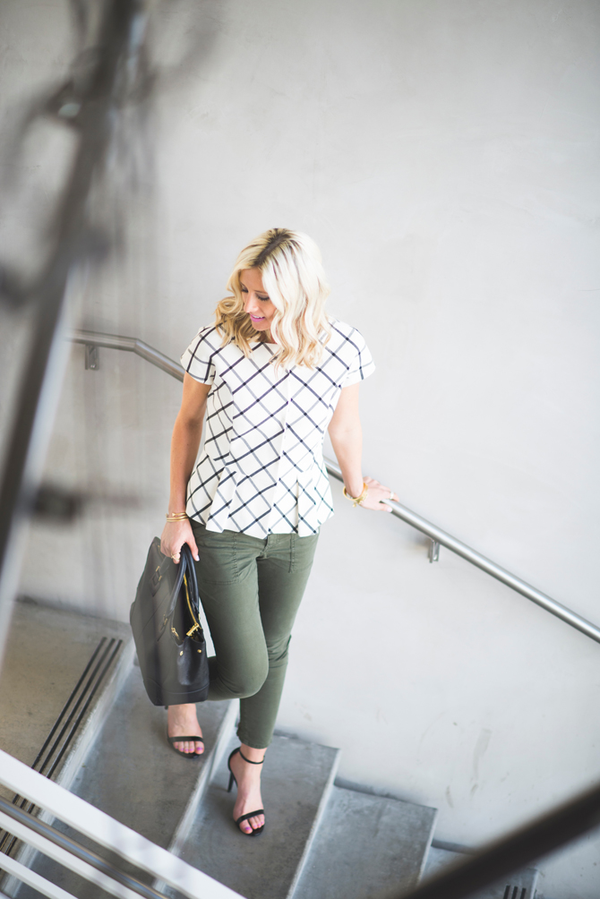 LittleMissFearless_office style outfit ideas check peplum 9