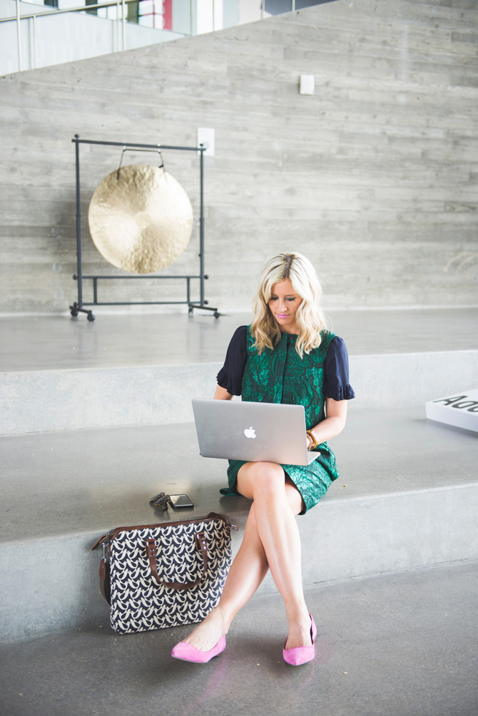 LittleMissFearless_office style outfit ideas_metallic green jcrew dress 10