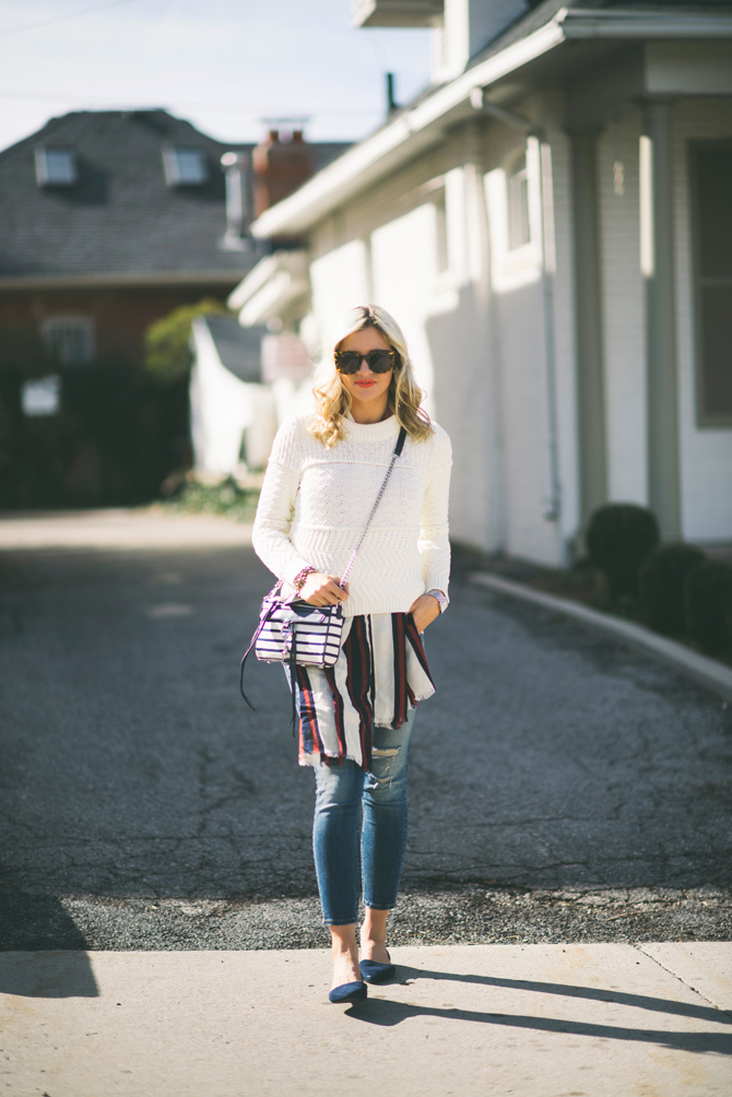 LittleMissFearless_striped scarf spring outfit ideas 1