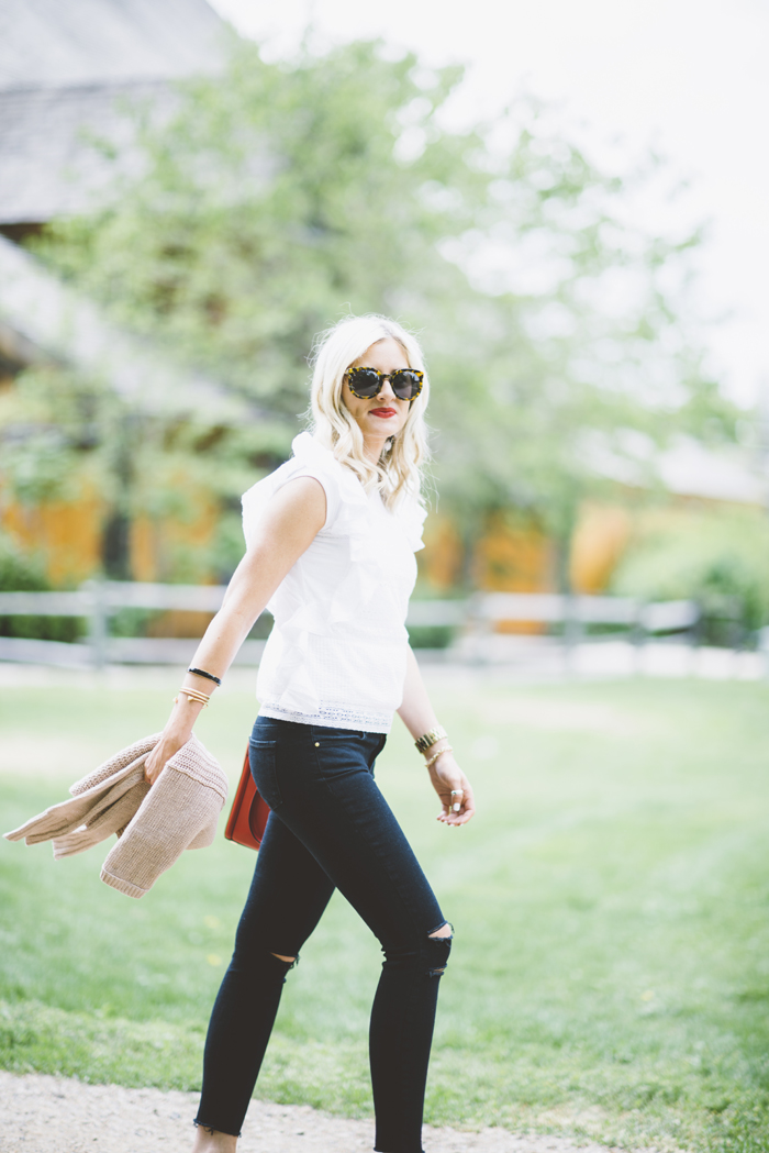 LittleMissFearless_black jbrand jeans white burkenstock sandals 2