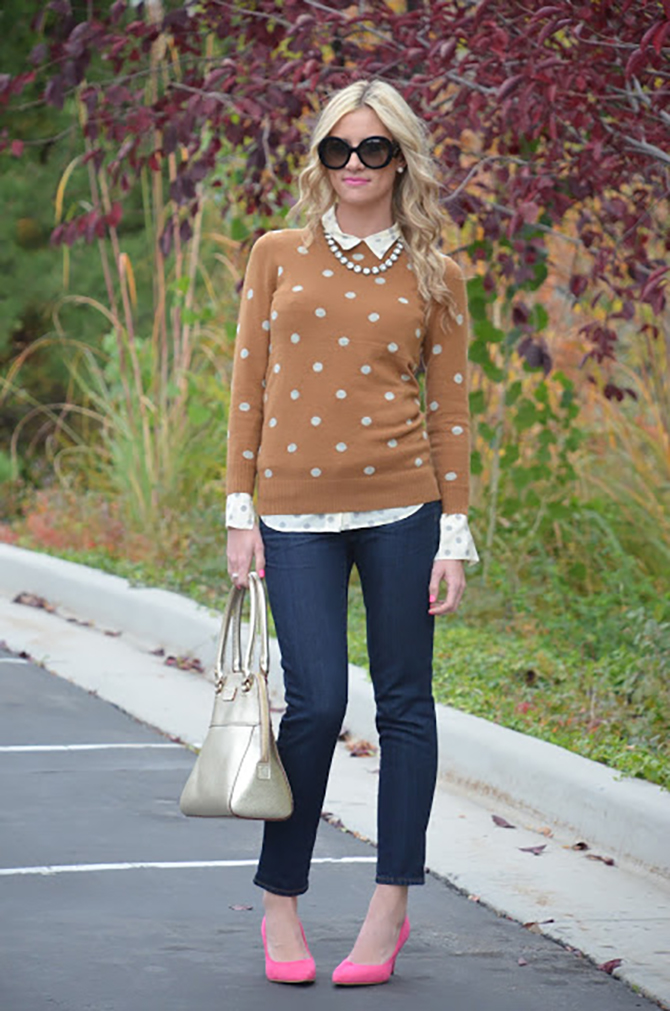 LittleMissFearless_jcrew polka dot camel sweater