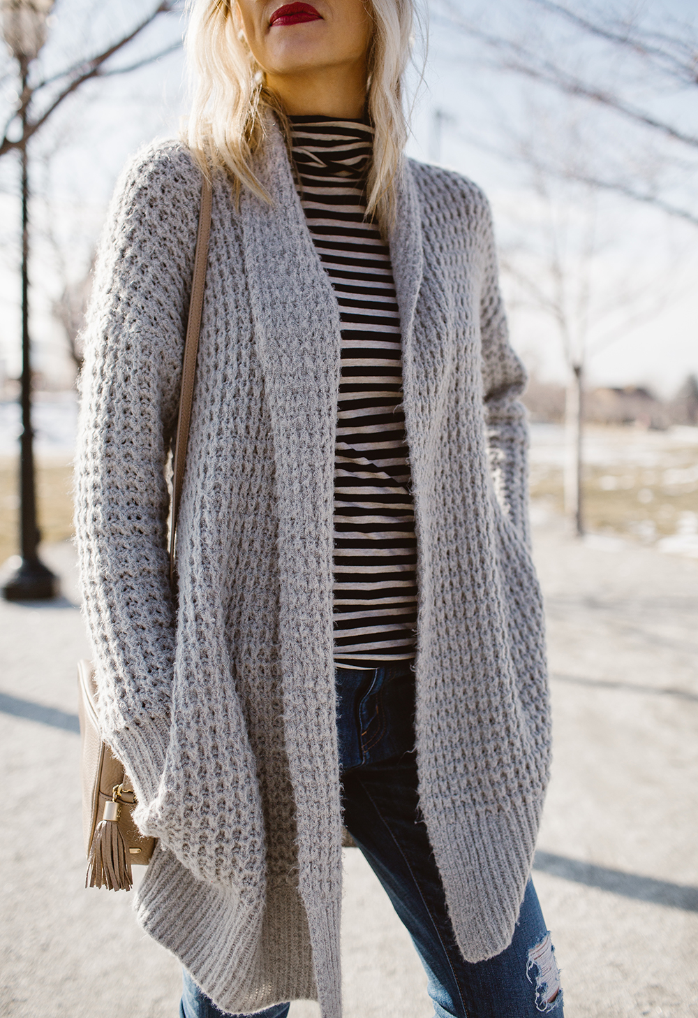 Waffle hot sale knit cardigan