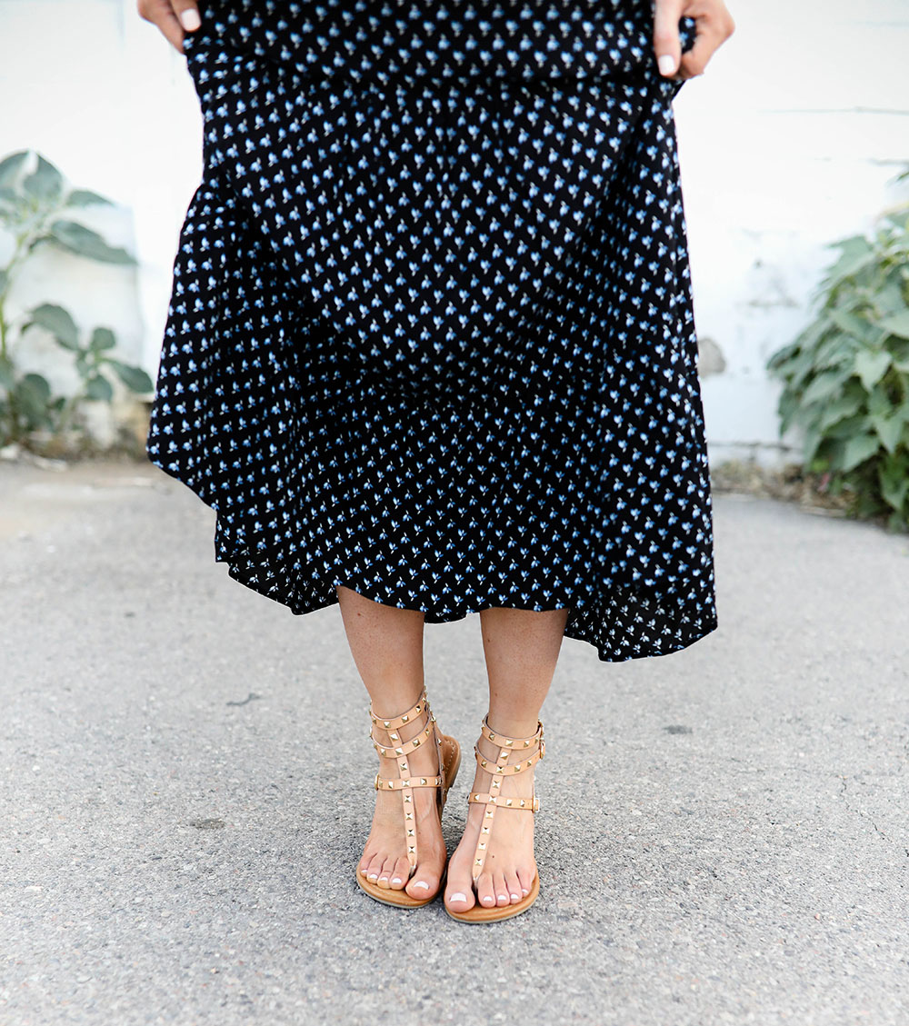 Affordable summer wardrobe essentials | navy floral maxi dress | Little Miss Fearless