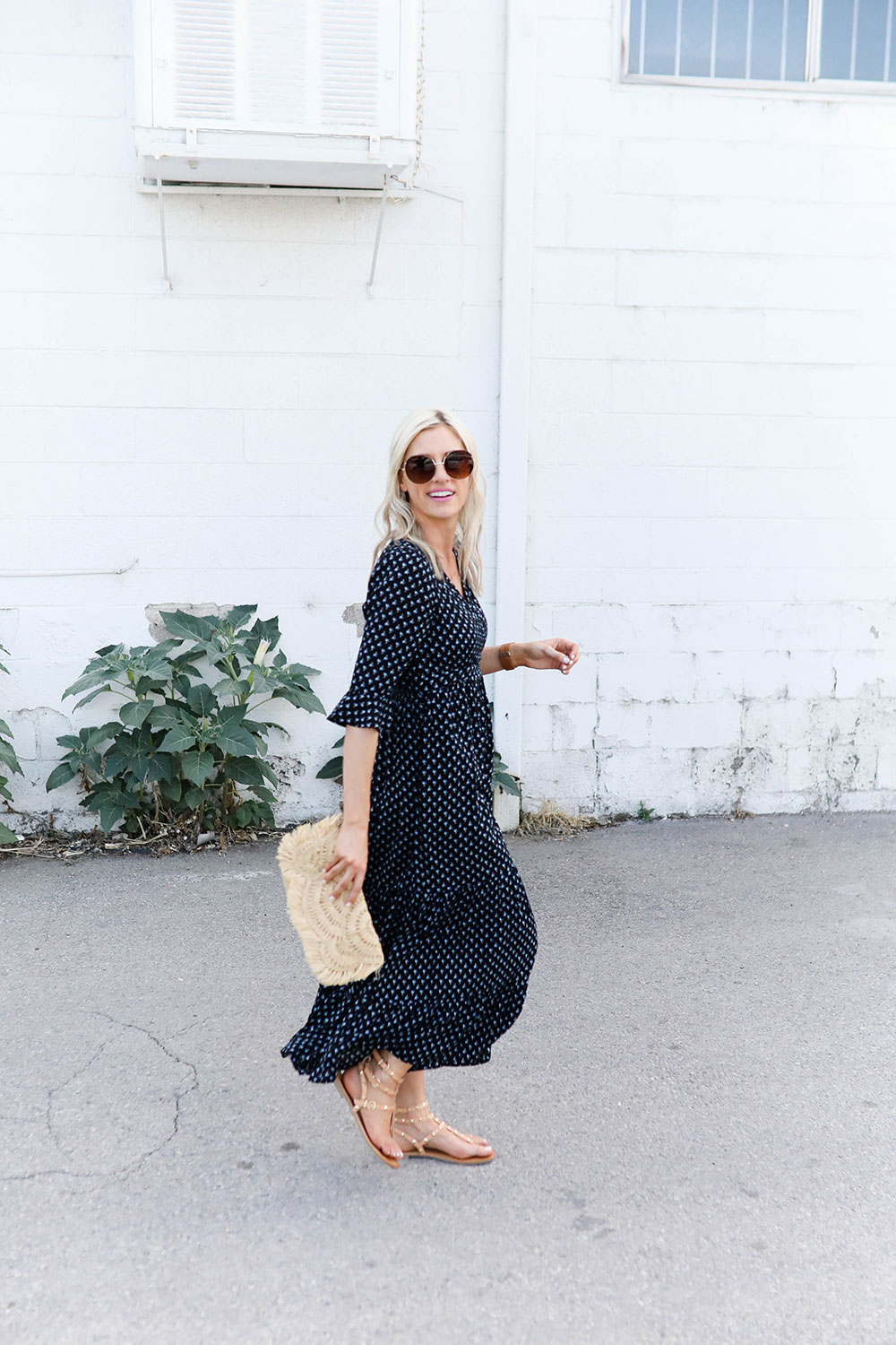 Affordable summer wardrobe essentials | navy floral maxi dress | Little Miss Fearless