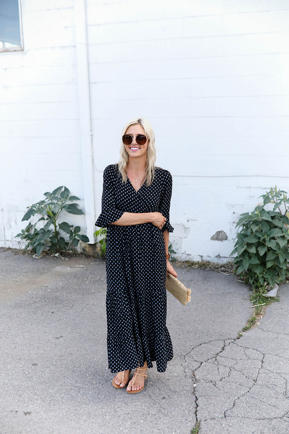 Affordable summer wardrobe essentials | navy floral maxi dress | Little Miss Fearless