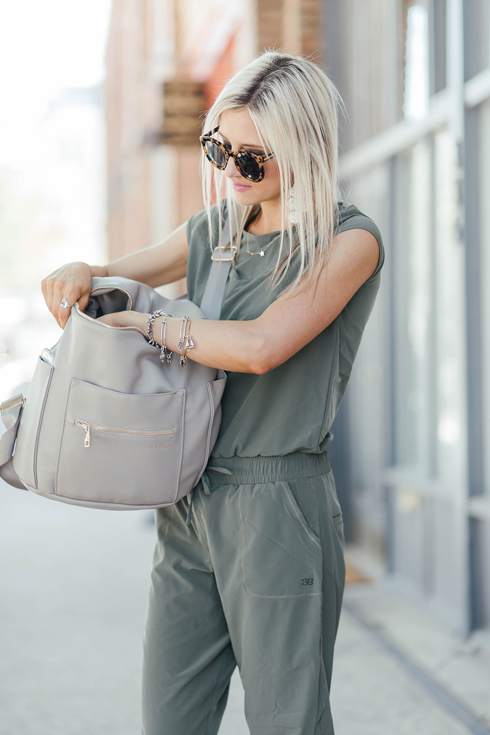 How to wear a jumpsuit 4 ways | summer outfit ideas | stylish mom outfits | how to style a diaper bag | Little Miss Fearless