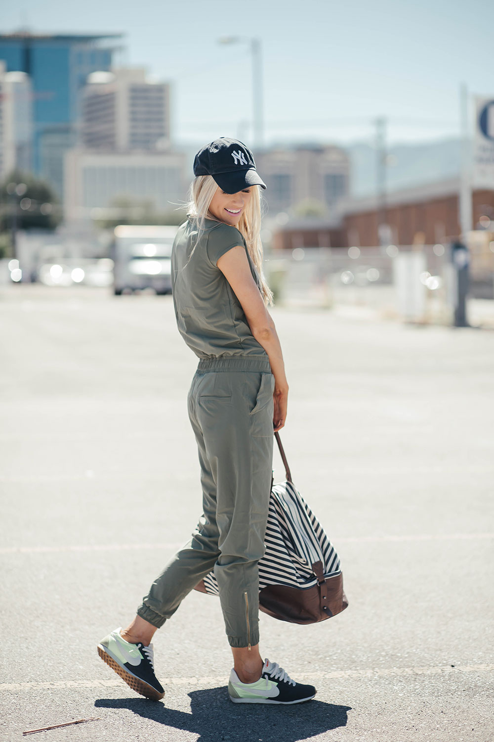 jumpsuit with sneakers outfit