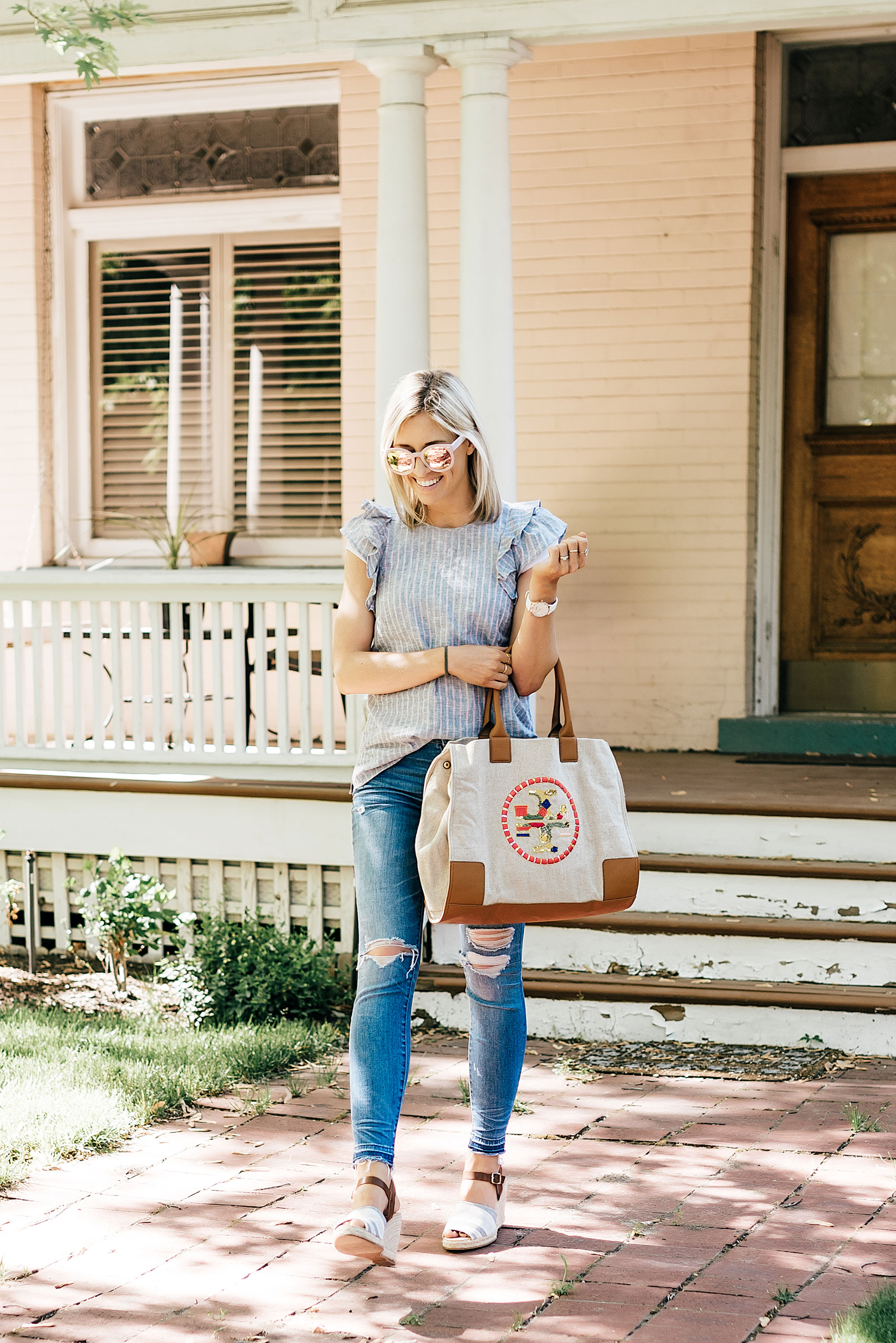 Tory Burch York BROWN Saffiano Leather Tote Bag (100 | eBay