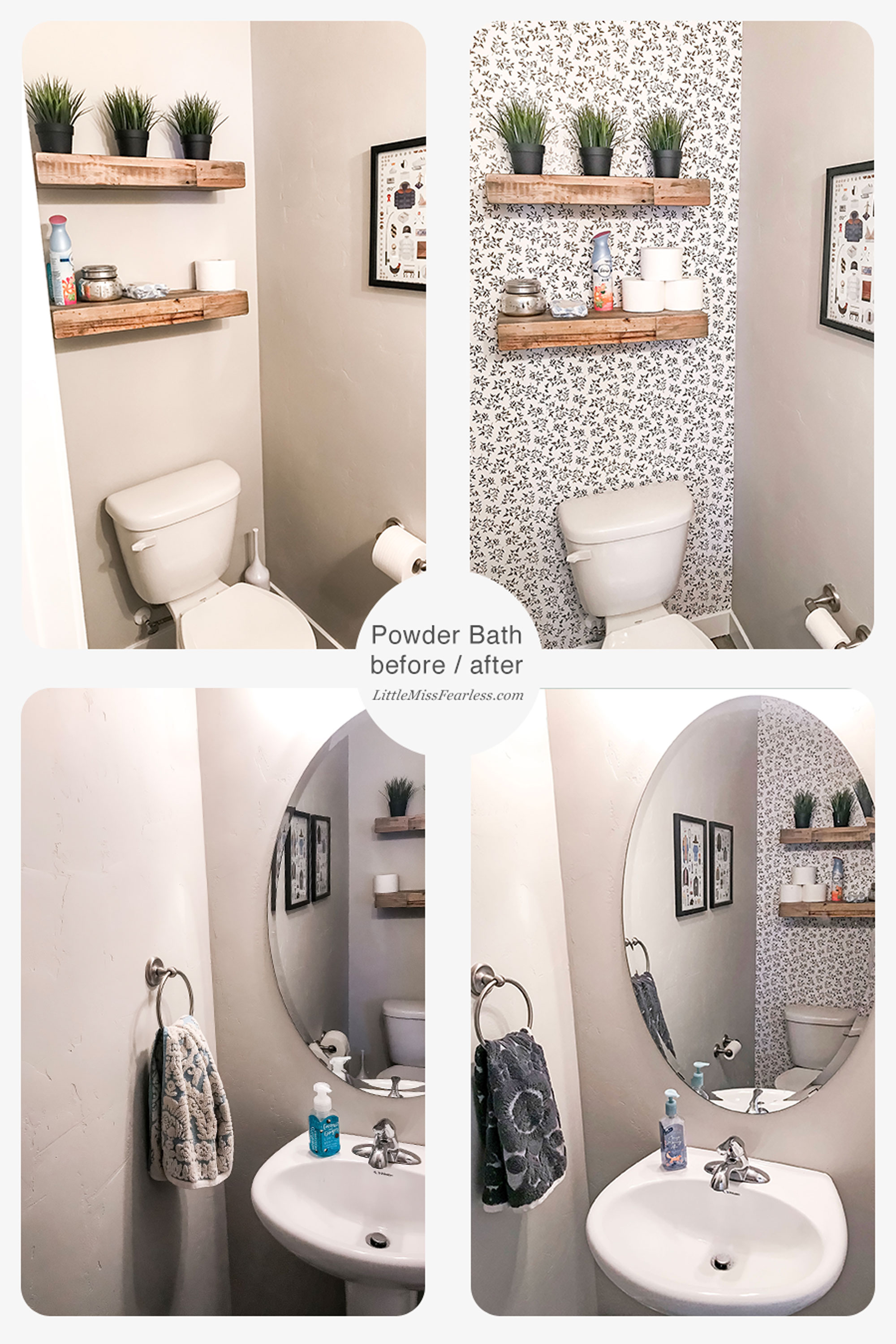 Easily Transform a Small Bathroom with Removable Wallpaper | Little Miss Fearless